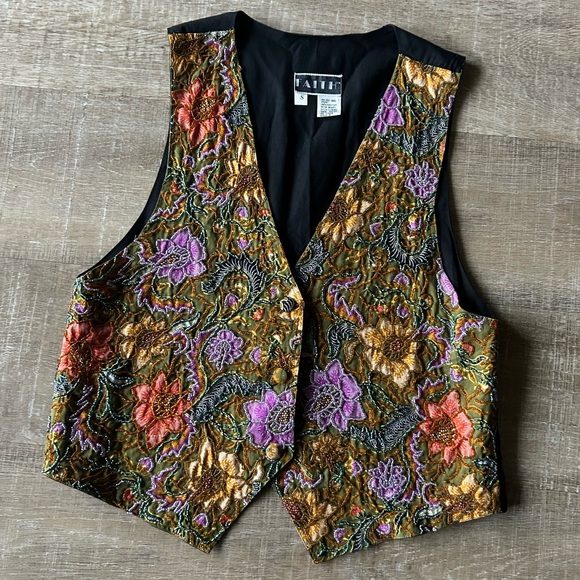 Vintage Y2K Hand Beaded Women’s Floral Vest Small Button Front Fairy Western - Picture 14 of 14